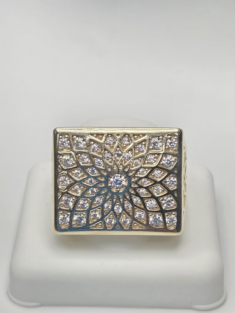 10K MANDALA DESIGN RECTANGULAR ROSETTA MAN'S RING – 12 – JY Jewelry Wholesale