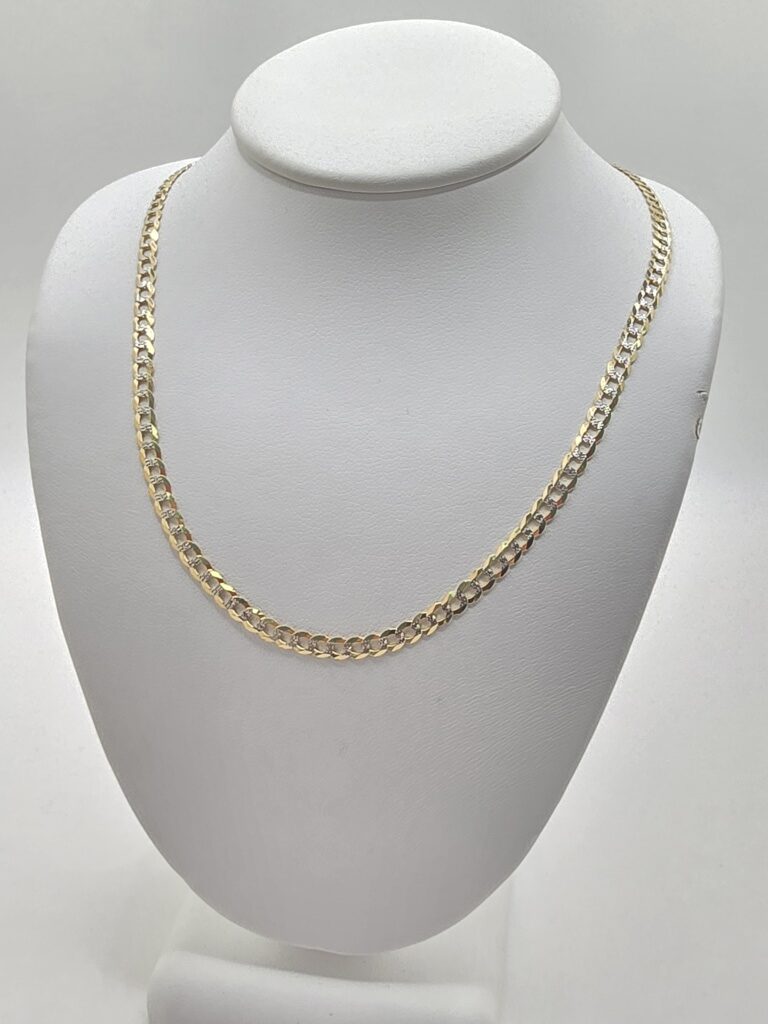 10K TWO TONE CUBAN CURB FLAT – 20" 3MM – JY Jewelry Wholesale