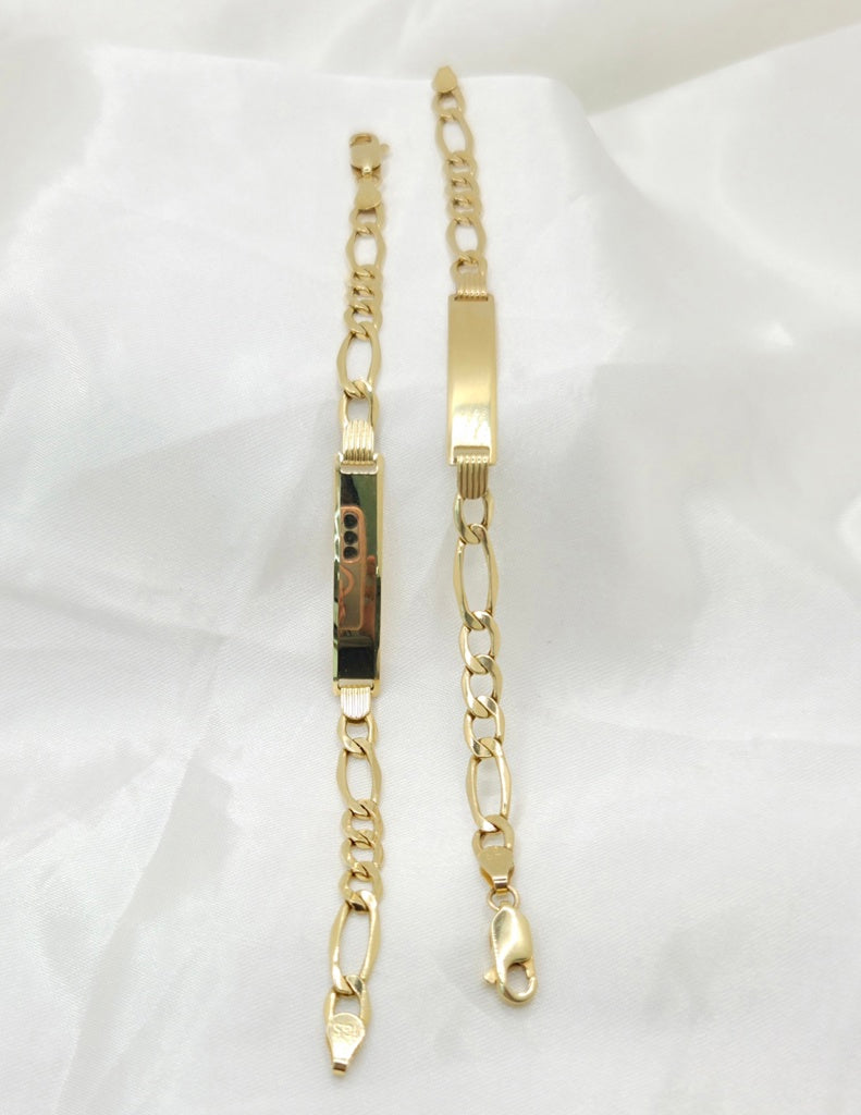 10K HOLLOW FIGARO BABY ID BRACELET – 6" 5.5MM – JY Jewelry Wholesale