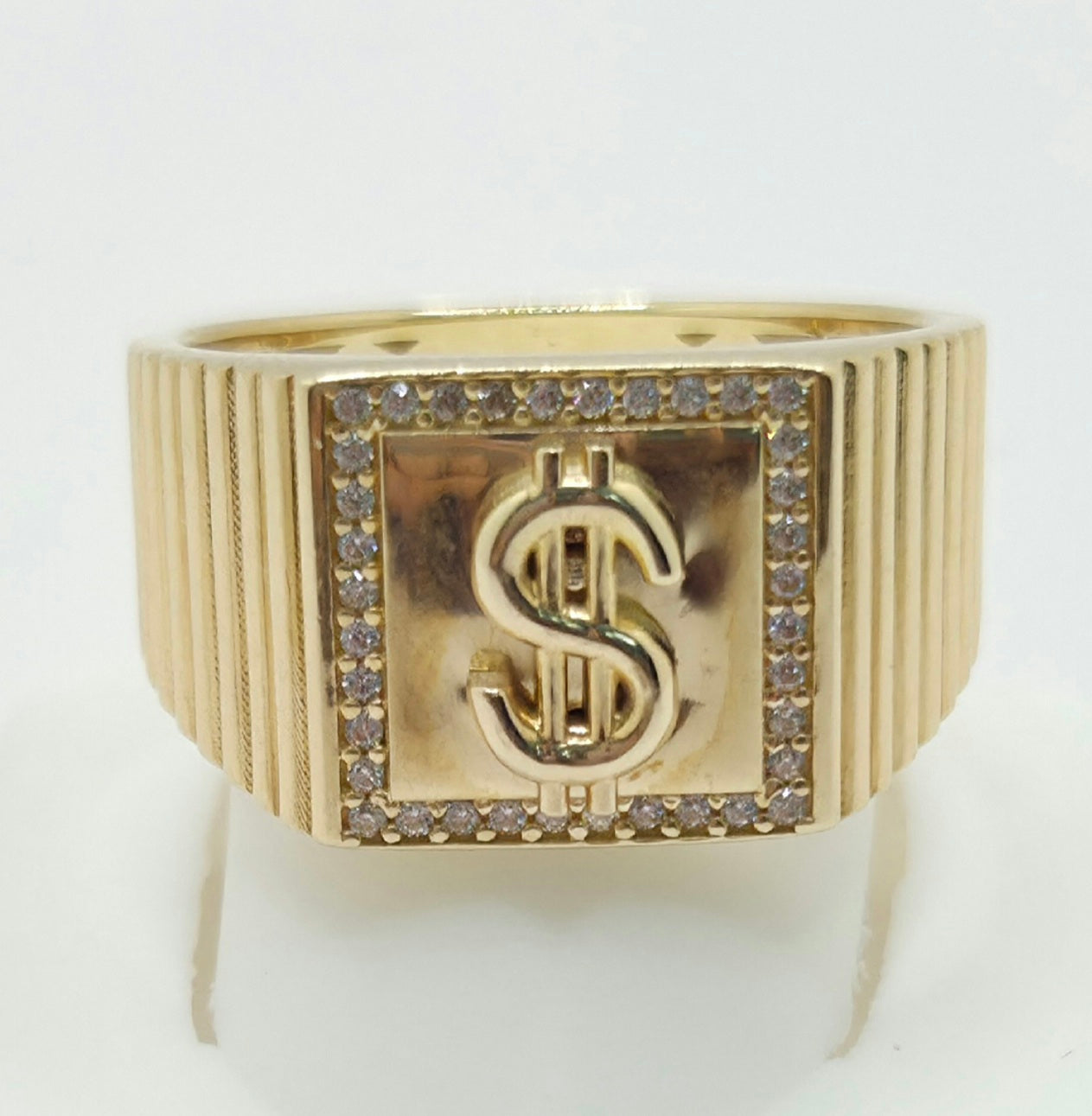 14K MONEY SYMBOL SQUARE RING – 11 – JY Jewelry Wholesale