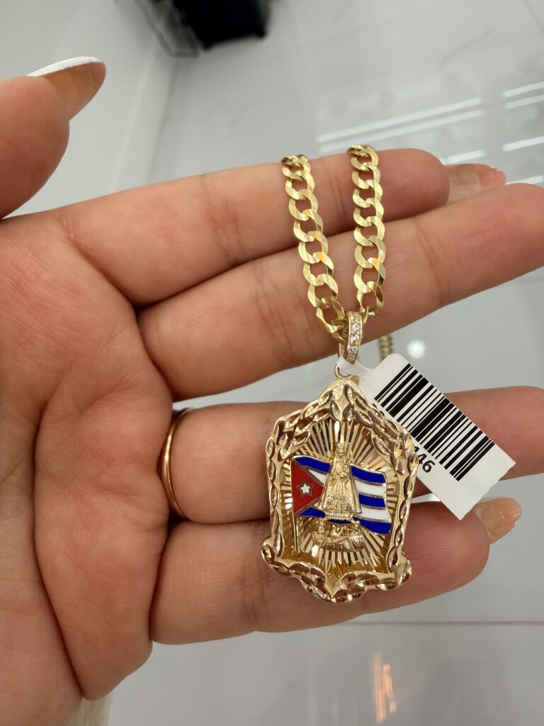 10K Gold Chain + Pendant — Solid 5mm 24-Inch Chain with Large Virgen de la Caridad Pendant – JY Jewelry Wholesale