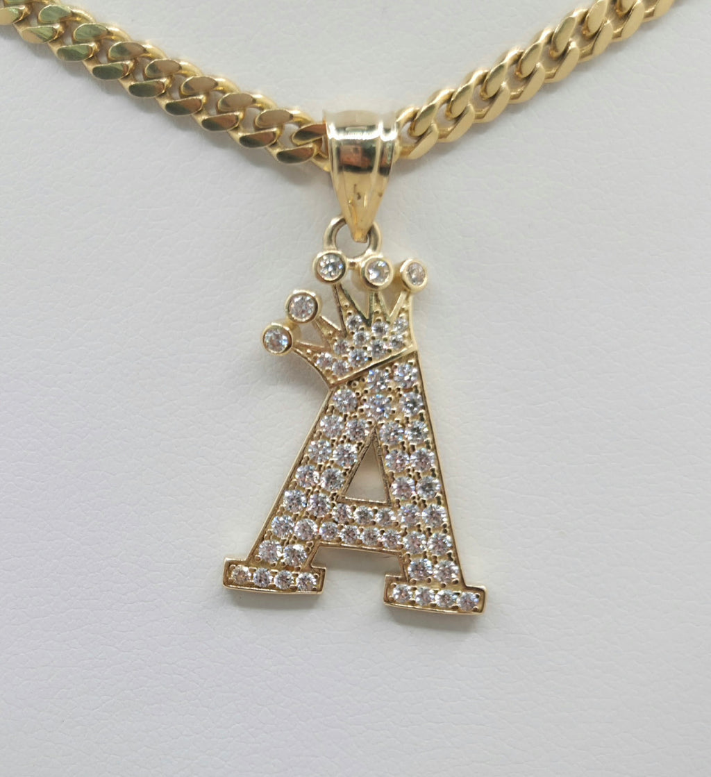 14K crowned letter A pendant – 17.2X25MM – JY Jewelry Wholesale
