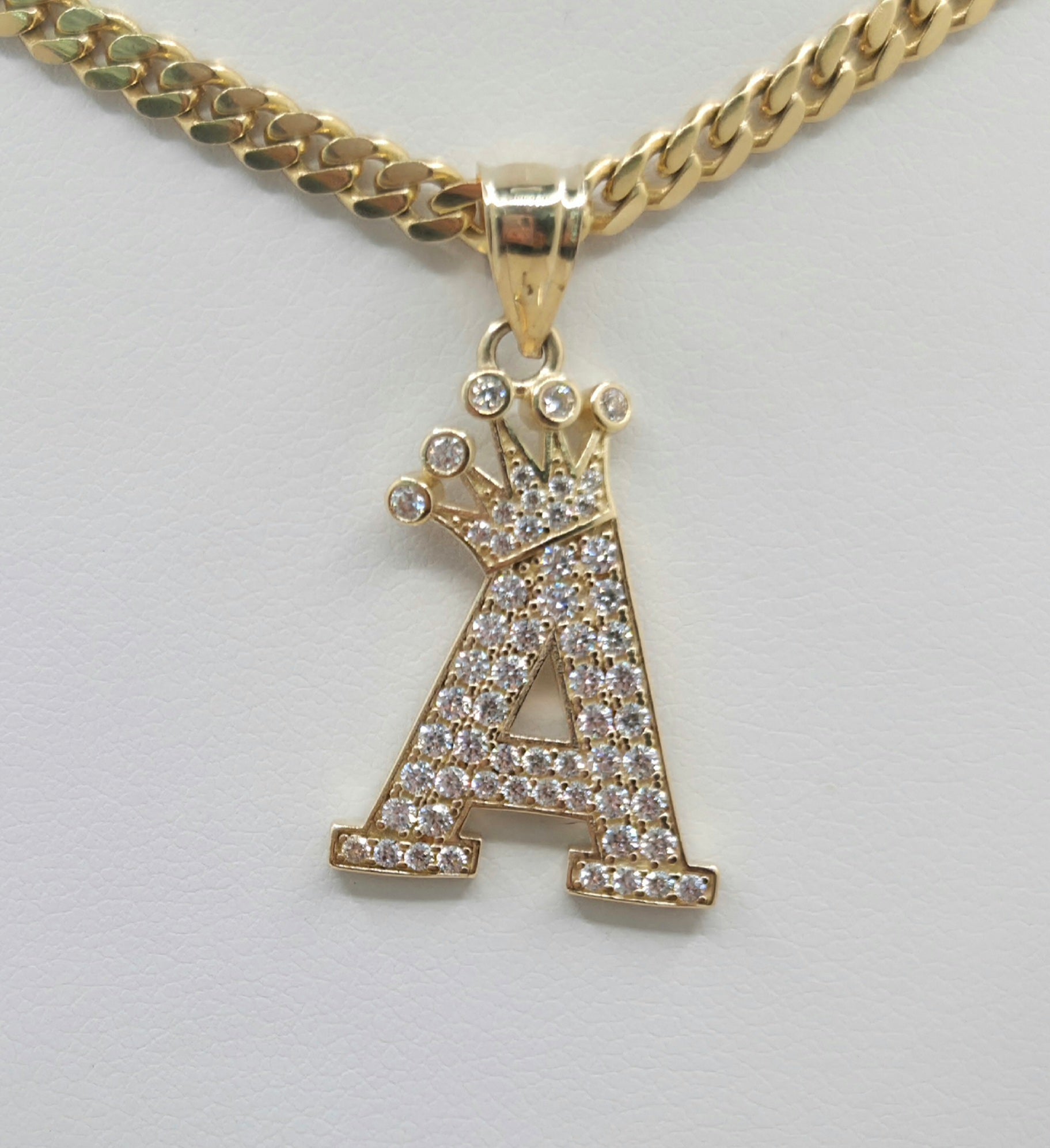 14K crowned letter A pendant – 17.2X25MM – JY Jewelry Wholesale