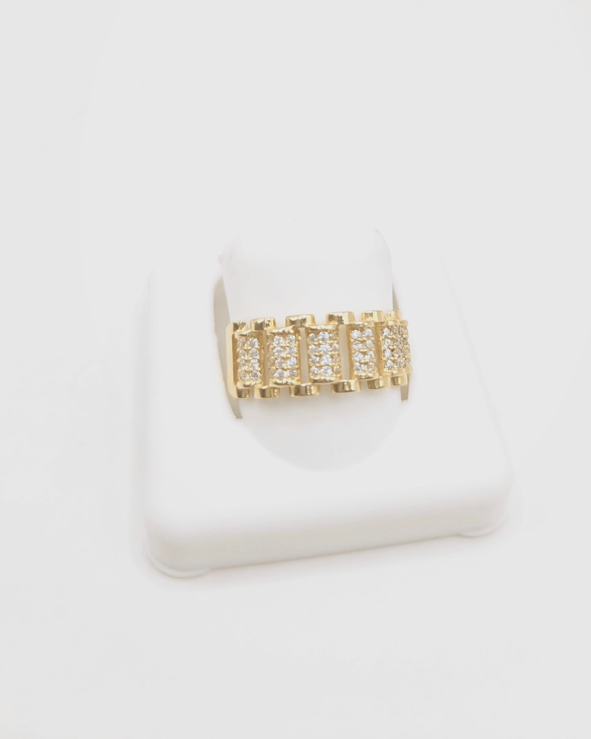 14K WATCH STYLE CZ DETAIL RING – 8 – JY Jewelry Wholesale
