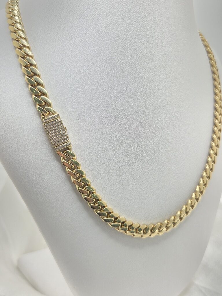 10K SOLID MIAMI CUBAN CHAIN CZ LOCK – 7MM 24" – JY Jewelry Wholesale