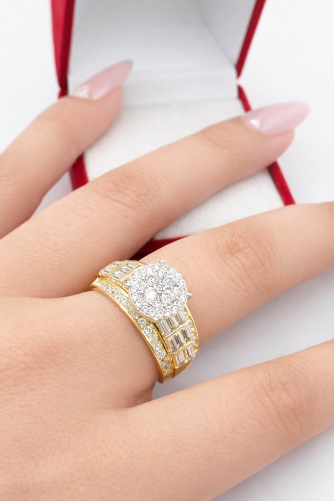 10K ELEGANT BAGUETTE DETAILS ROUND PROMISE RING – 7 & 7.5 & 8.5 – JY Jewelry Wholesale