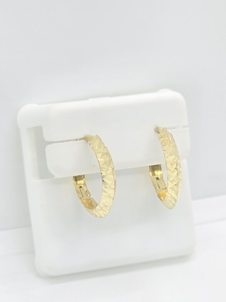 10K DIAMOND CUT EDGE HOOP EARRINGS SMALL 2 – JY Jewelry Wholesale