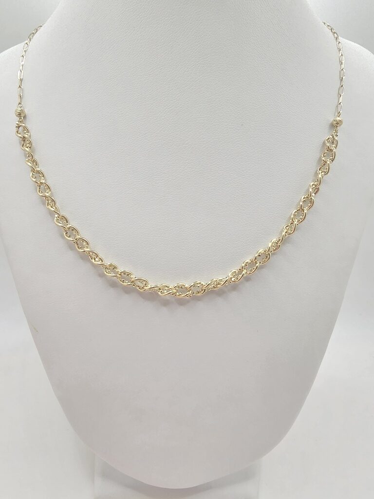 14K PAPER CLIP CHAIN ??WITH BRAIDED CHAIN ??DETAIL – 18" – JY Jewelry Wholesale