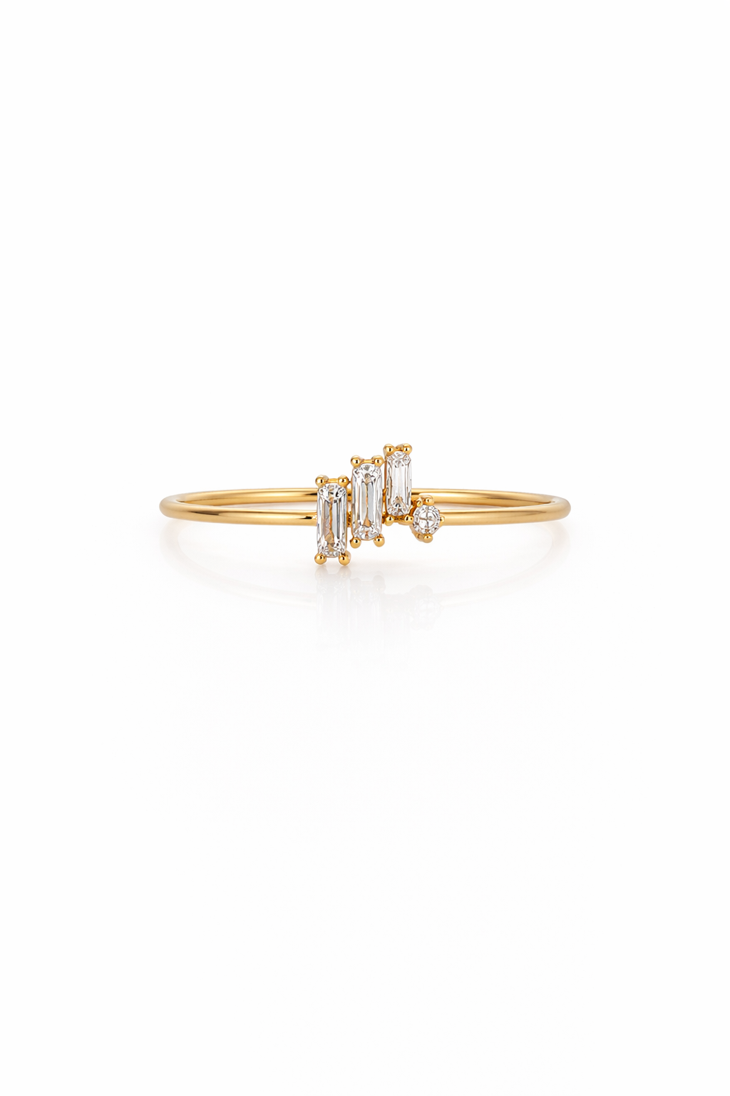 14K BEAUTIFUL TWO-LINE RING FILLED WITH CZ – 7 – JY Jewelry Wholesale