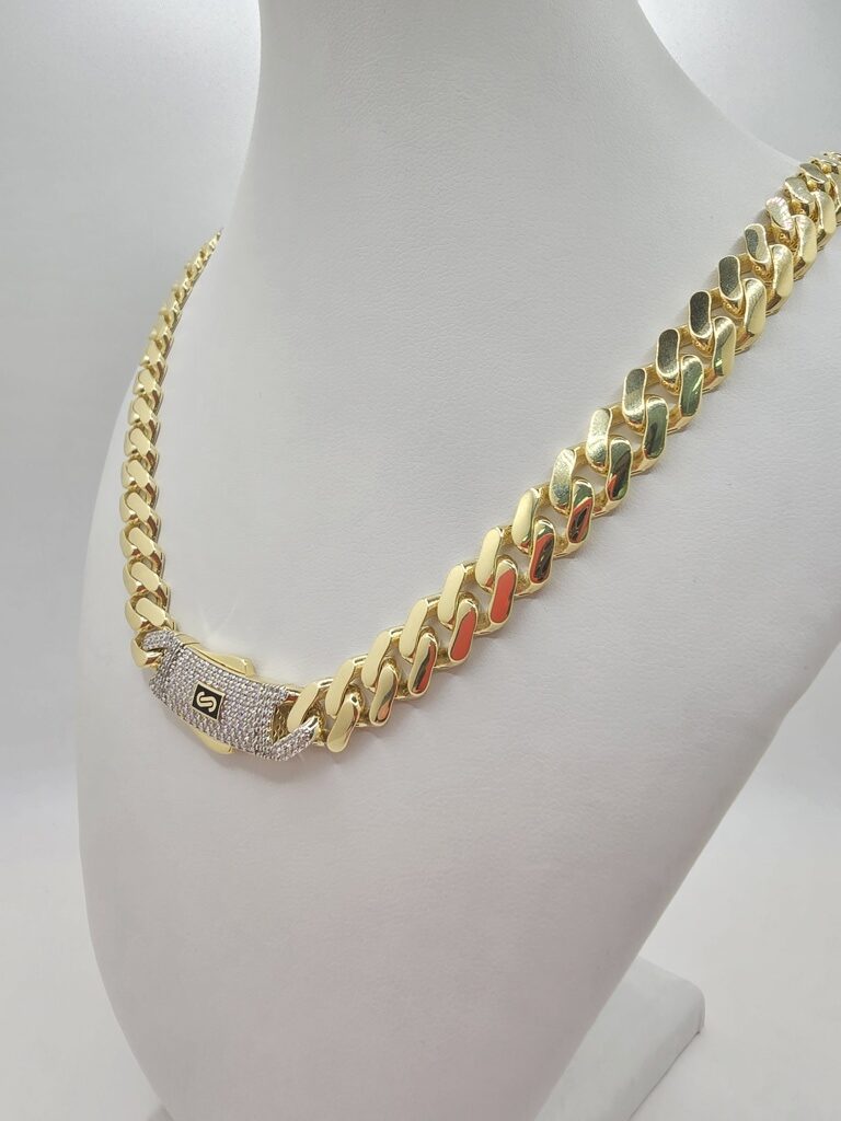 10K CZ LOCK CERTIFIED MONACO CHAIN 9.5MM 22" 26.8GRS – JY Jewelry Wholesale