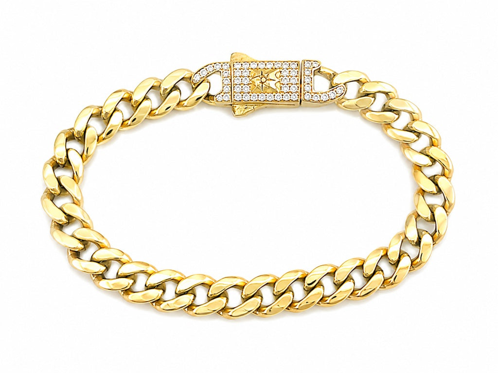 14K MONACO STYLE BRACELET – 8" 7MM – JY Jewelry Wholesale