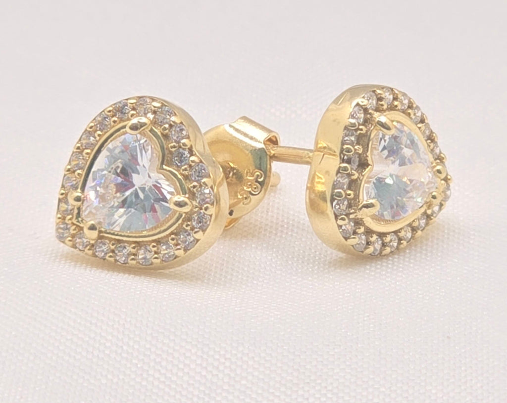 14K SMALL DELICATE HEART STONE INSIDE EARRINGS – JY Jewelry Wholesale