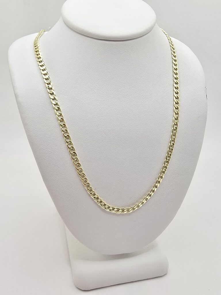 14K HOLLOW CUBAN CURB FLAT CHAIN – 16" 3MM – JY Jewelry Wholesale