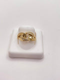 10K CHAIN ??STYLE RING WITH GREEK STYLE DETAILS AND ZIRCONIA – 7.5 – JY Jewelry Wholesale