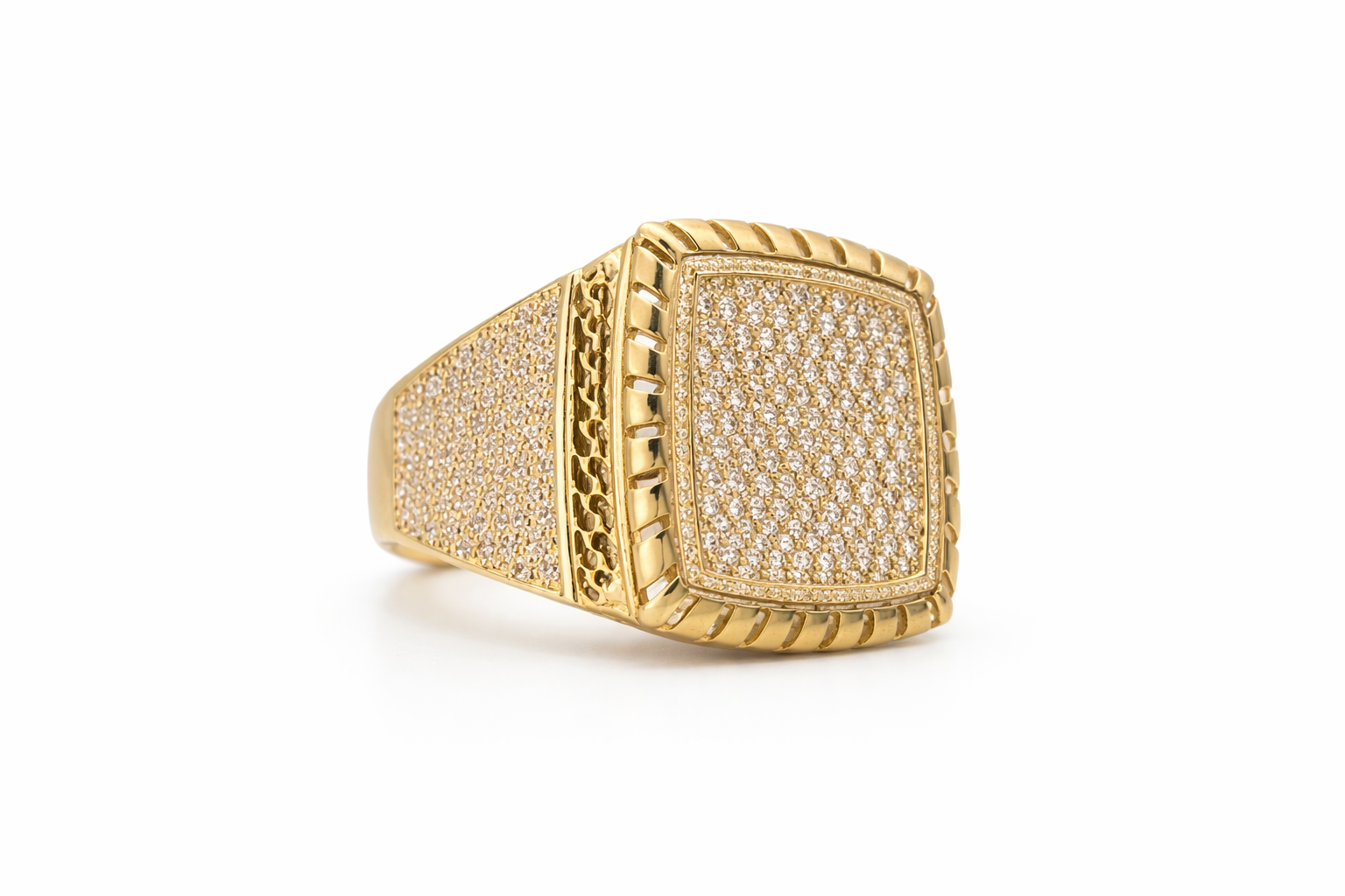 14K EXOTIC CZ SQUARE BIG MAN'S RING – 12.5 – JY Jewelry Wholesale