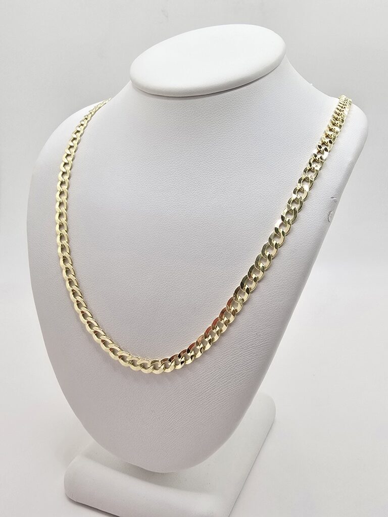 14K HOLLOW CUBAN CURB FLAT CHAIN – 18" 5MM – JY Jewelry Wholesale