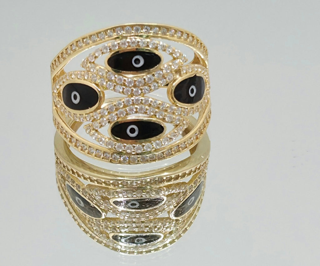 14K MODERN BLACK EYES RING – 8 – JY Jewelry Wholesale