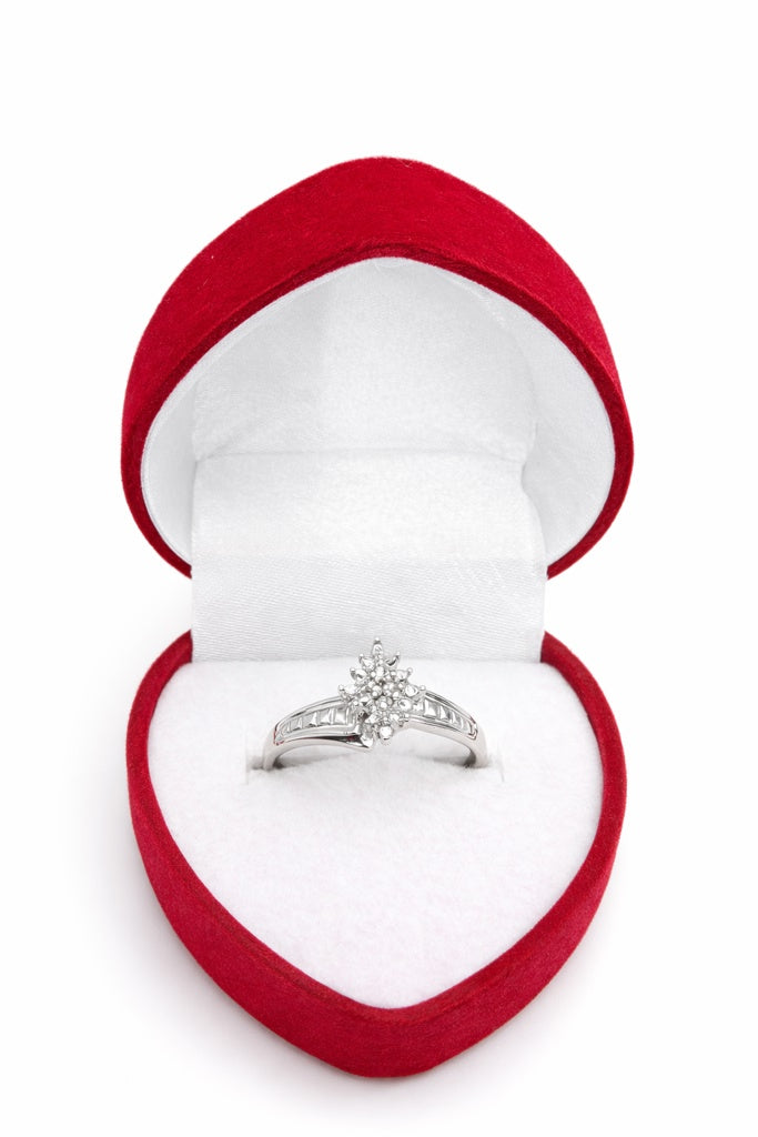 10K WHITE GOLD ALMOND DIAMOND ELEGANT RING – 7 – JY Jewelry Wholesale
