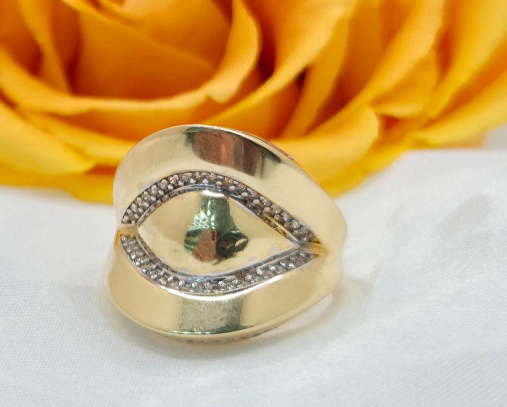 14K ELEGANT ALMOND DESIGN CZ DETAIL WOMEN'S RING – 8 – JY Jewelry Wholesale