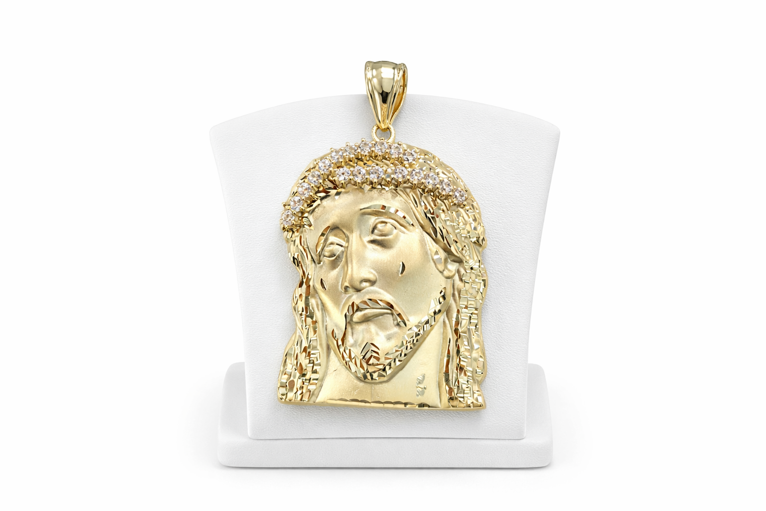 10K CZ CROWN JESUS FACE PENDANT – JY Jewelry Wholesale