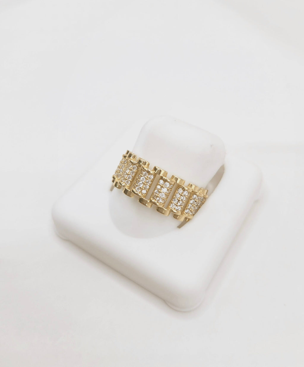 14K WATCH STYLE CZ DETAIL RING – 8 – JY Jewelry Wholesale