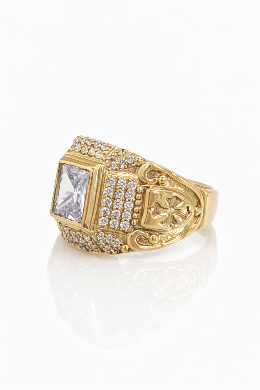 10K SQUARE WHITE STONE CZ DETAIL RING – JY Jewelry Wholesale
