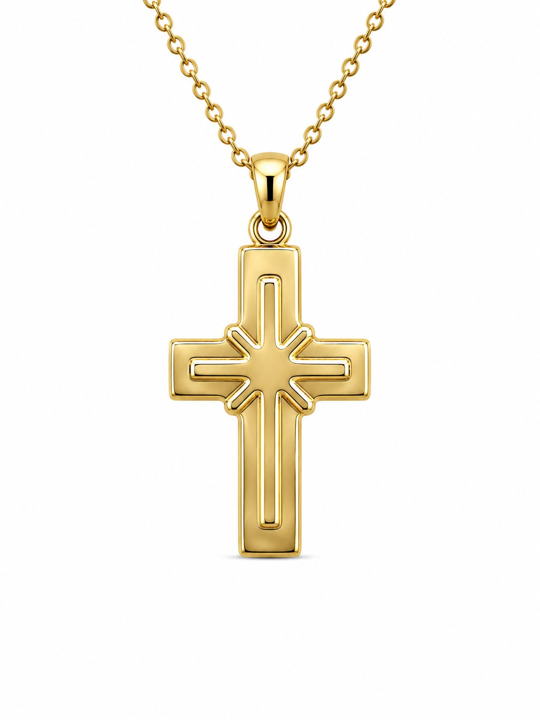 14K SMALL ASTERISK DETAIL CROSS PENDANT – JY Jewelry Wholesale