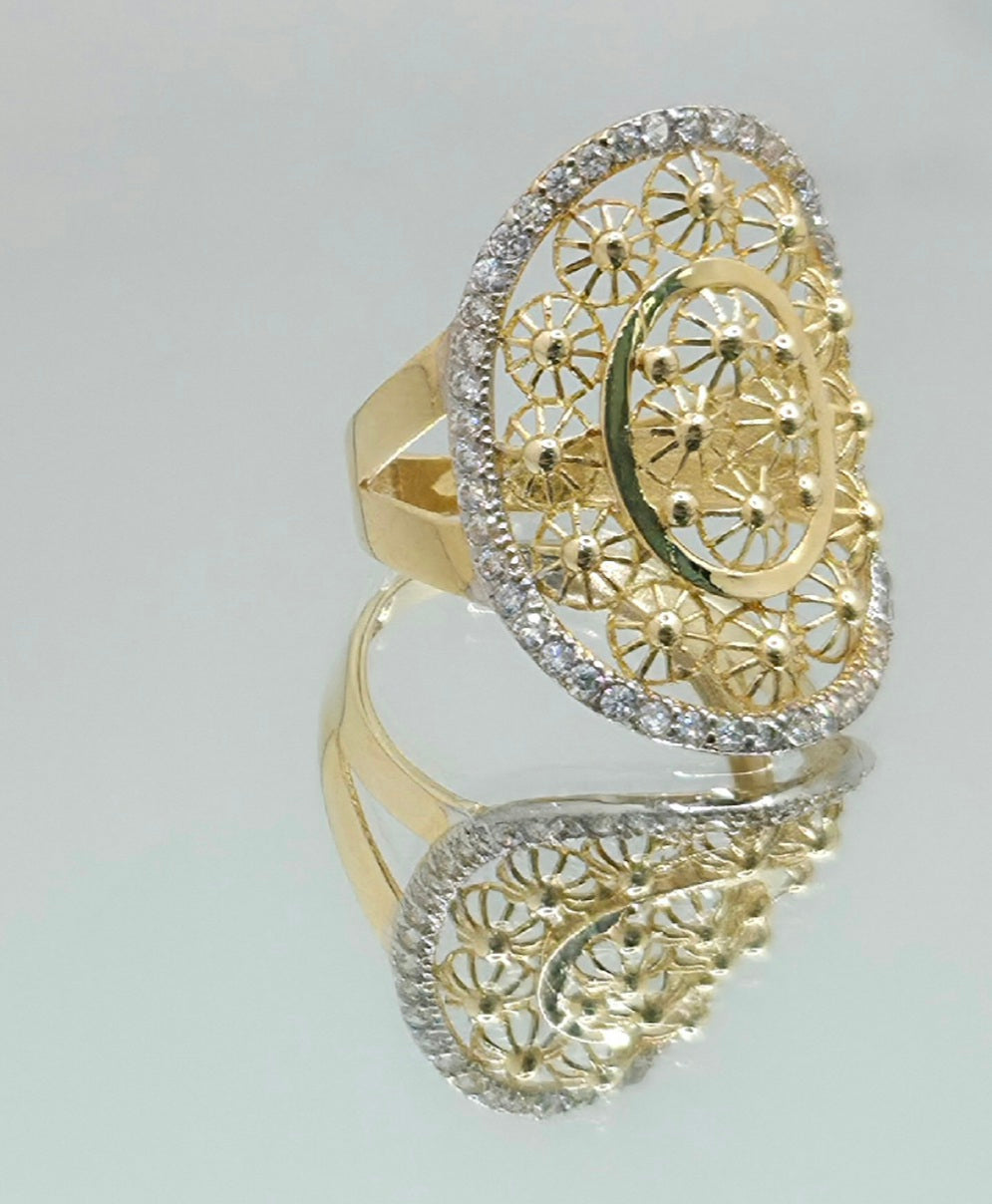 14K CZ OVAL MODERN RING – 7 – JY Jewelry Wholesale