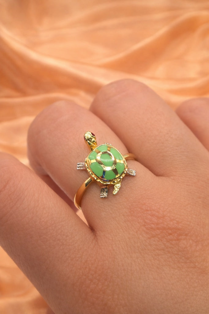 10K ANIMATED COLORED TURTLE RING GREEN – 7.5 – JY Jewelry Wholesale