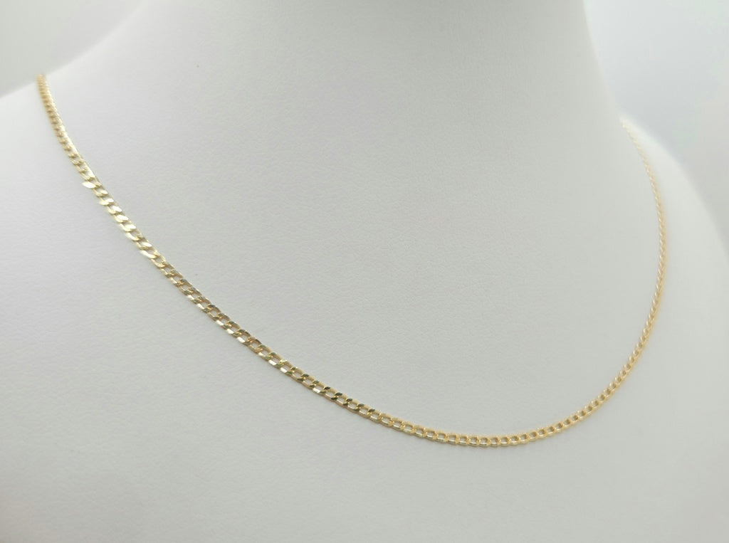 10K SOLID CUBAN CURB FLAT CHAIN – 22" 1.5MM – JY Jewelry Wholesale