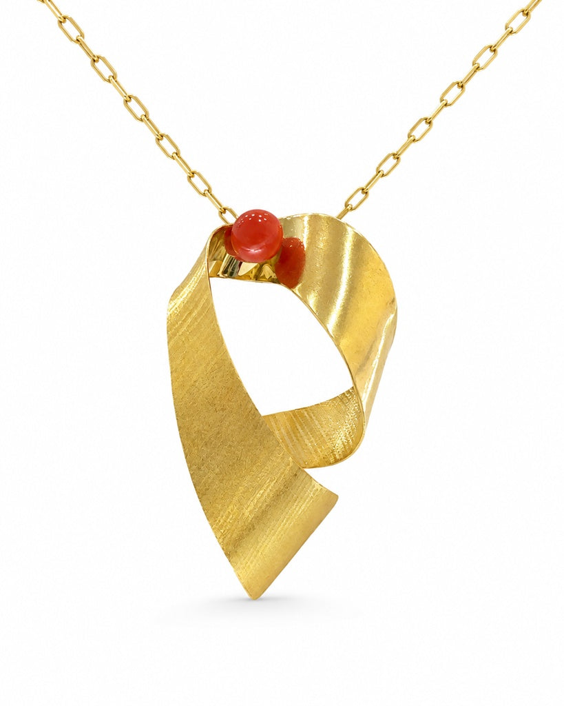 18K Sculptural Gold Ribbon Pendant Necklace – JY Jewelry Wholesale