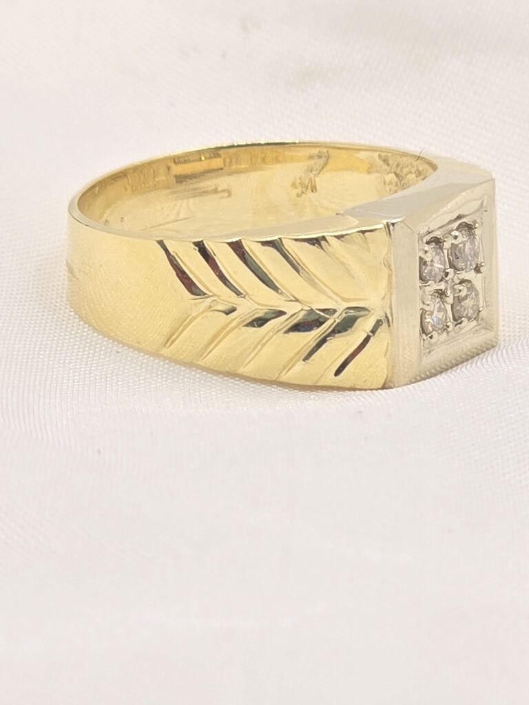 14K Yellow Gold Classic Men's Diamond Cluster Ring Signet Style – – 9 – JY Jewelry Wholesale
