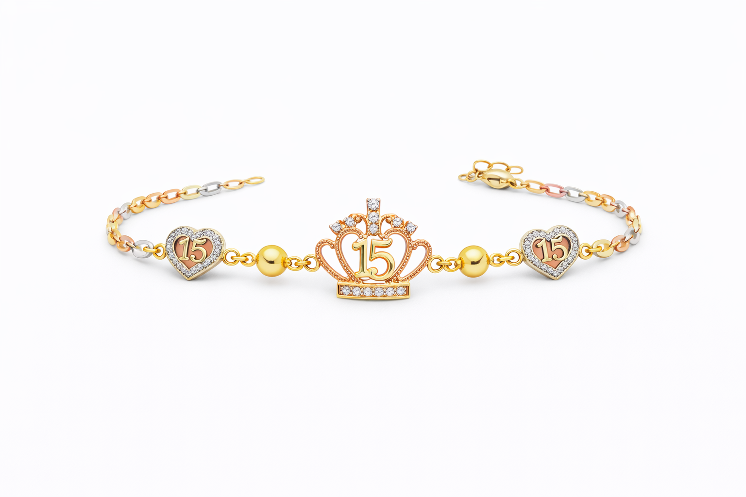 10K THREE-GOLD 15-YEAR BRACELET – 7" – JY Jewelry Wholesale