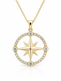 14K COMPASS ROSE INSIDE ROUND PENDANT – JY Jewelry Wholesale