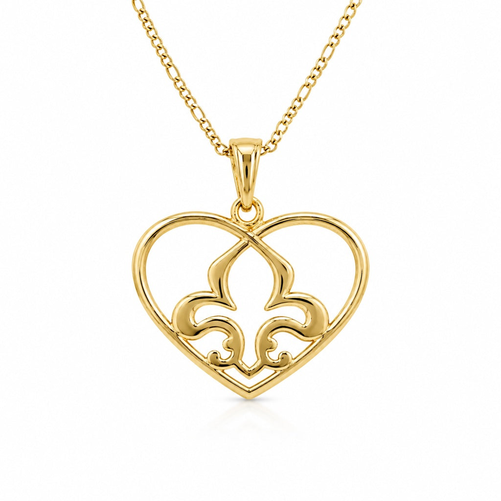 14K ELEGANT OPEN FLEUR DE LIS HEART PENDANT – JY Jewelry Wholesale