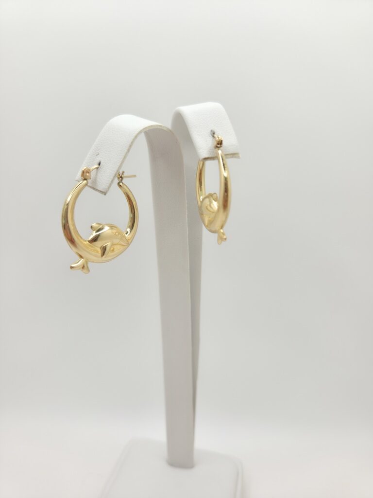 10K DOLPHIN DETAIL HOOPS EARRINGS – JY Jewelry Wholesale