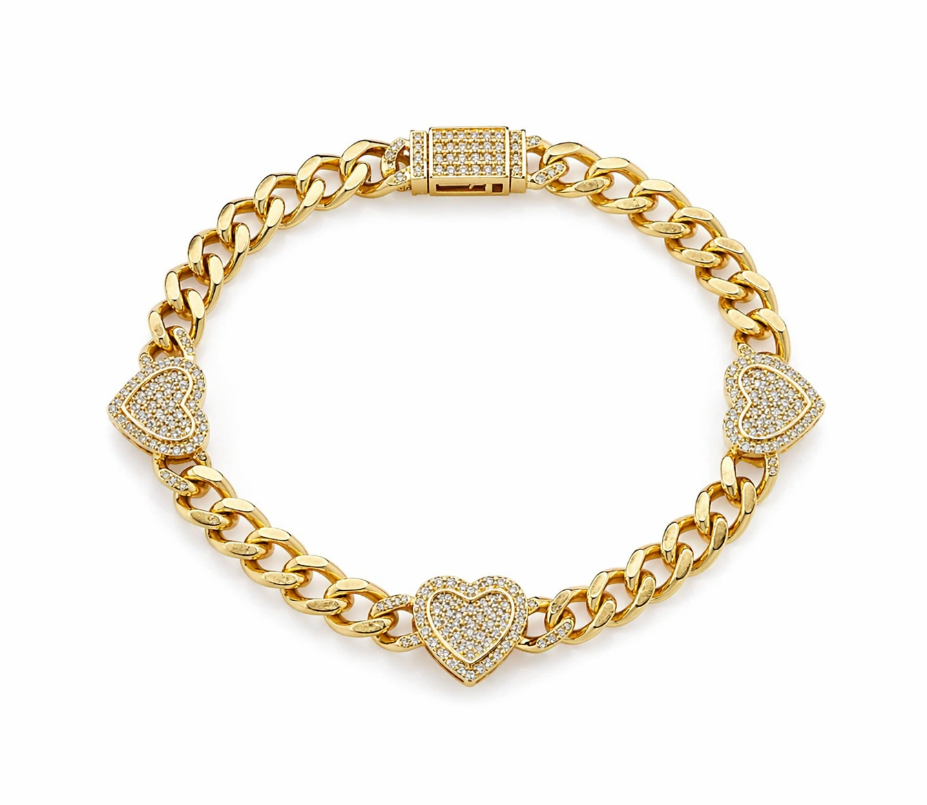 10K CZ HEART IN MONACO STYLE BRACELET – 7.5" 5MM – JY Jewelry Wholesale