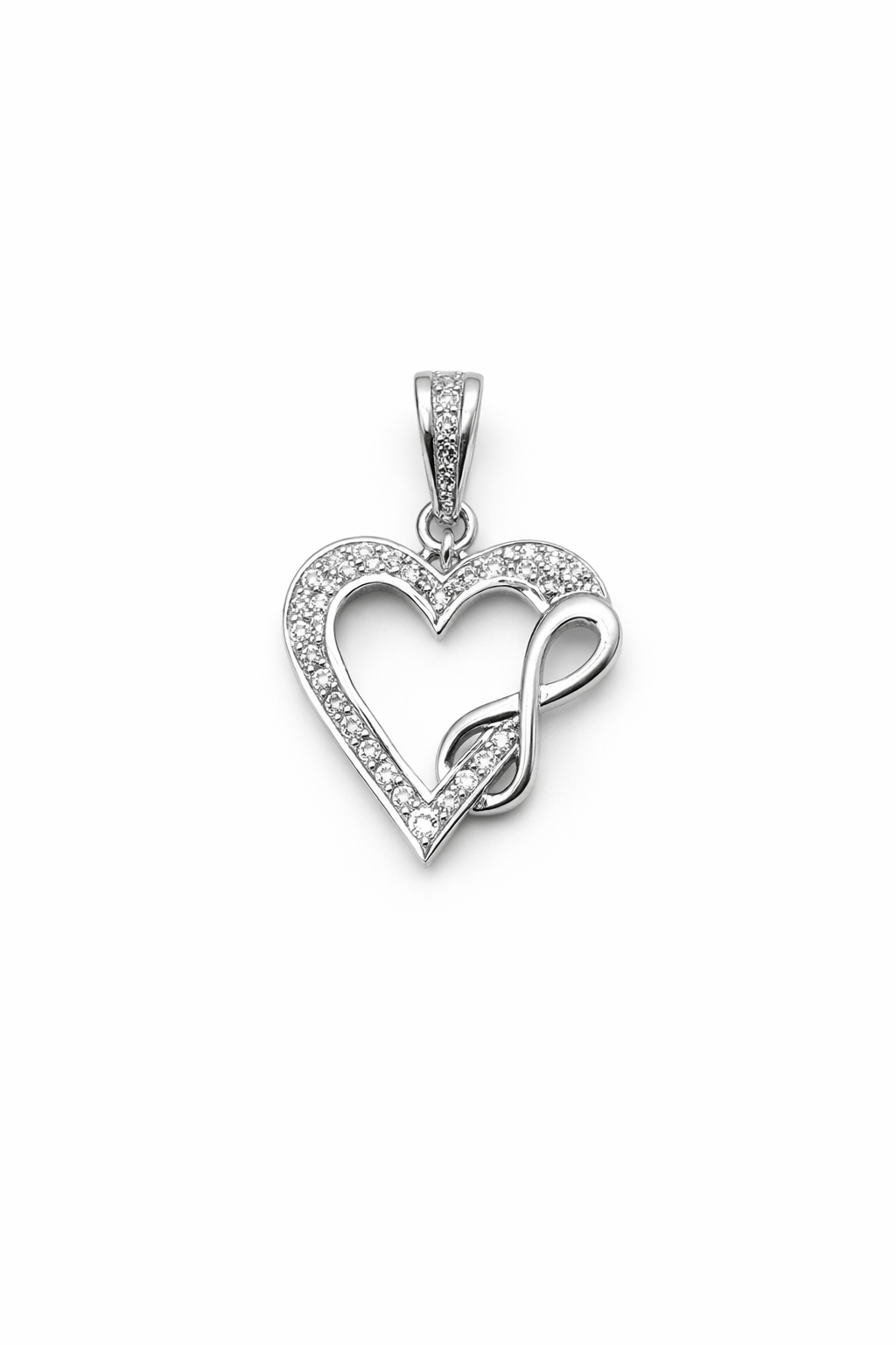 10K WHITE GOLD HEART WITH INFINITY DIAMOND PENDANT – JY Jewelry Wholesale