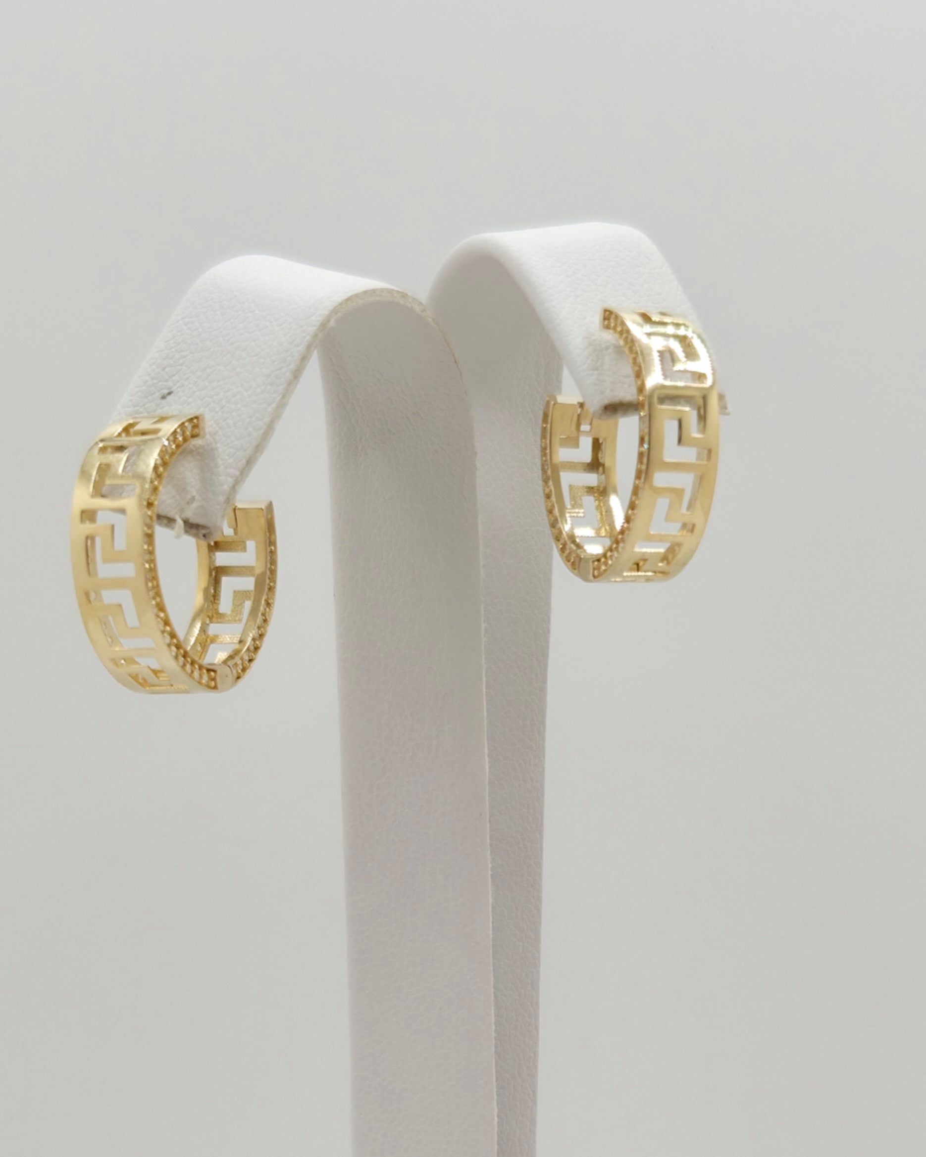 10K GREEK STYLE HOOPS EARRIN CZ – MEDIUM – JY Jewelry Wholesale