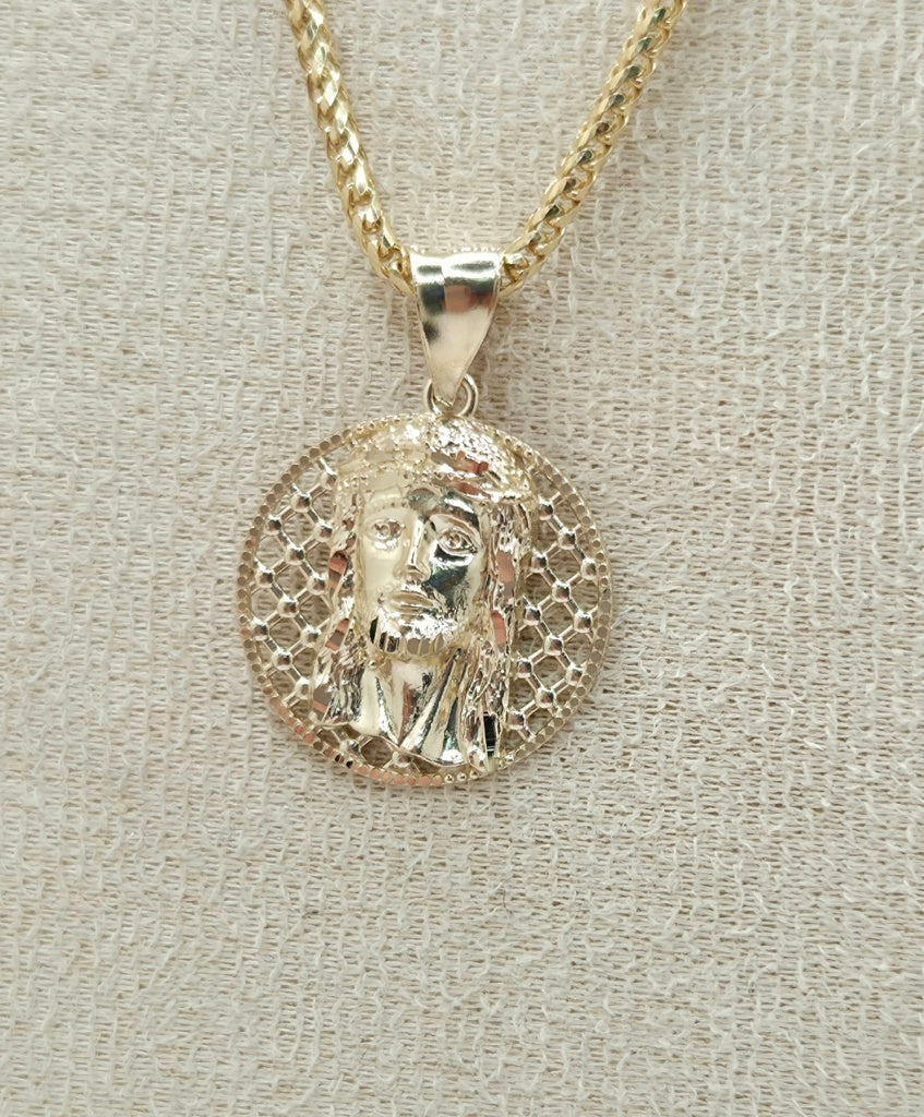 10K MEDIUM ROUND NET BACKGROUND JESUS FACE – JY Jewelry Wholesale