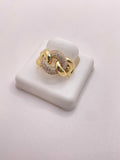 10K MODERN CHAIN ??STYLE RING WITH ZIRCONIA IN THE CENTER – 6.5 – JY Jewelry Wholesale
