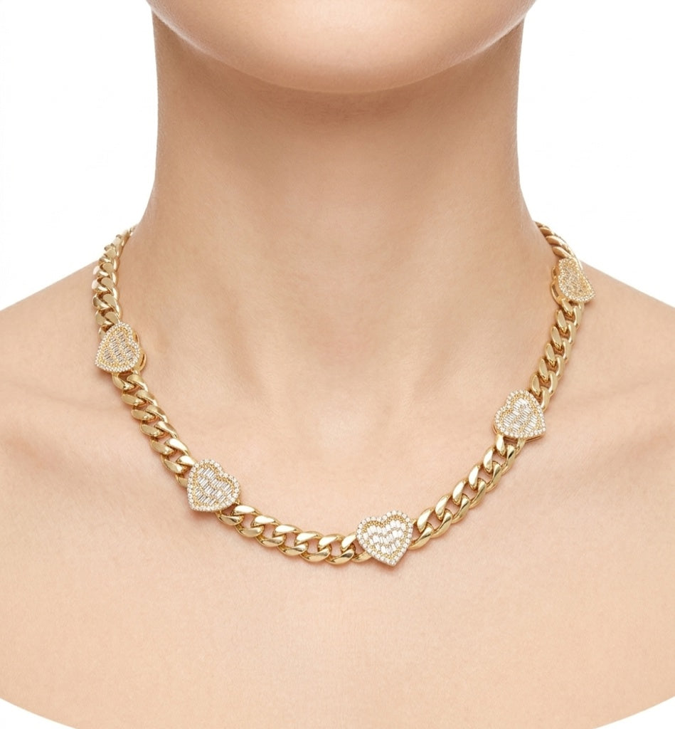 14K HEARTS NECKLACE WOMAN – 18" 7.5MM – JY Jewelry Wholesale