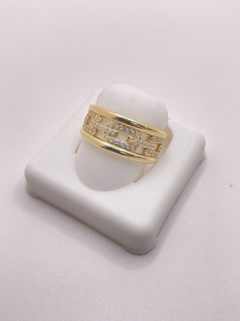 10K CLASSIC CHAIN ??STYLE RING WITH ZIRCONIA IN THE CENTER – 8 – JY Jewelry Wholesale