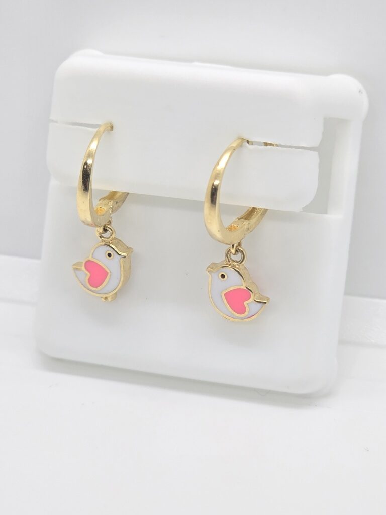 10K WHITHE&GREY LITTLE BIRD HOOP EARR – JY Jewelry Wholesale