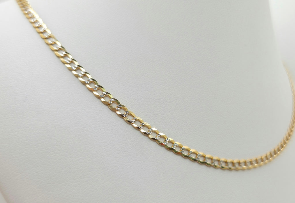 10K TWO TONE CUBAN CURB FLAT CHAIN – 20" 5MM – JY Jewelry Wholesale