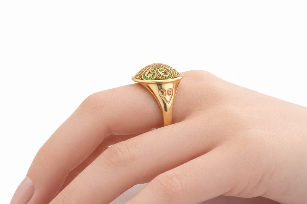 10K ELEGANT GREEN CZ FOUR HEART SILHOUETTE RING – 8 – JY Jewelry Wholesale