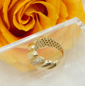 14K MODERN SHELL CZ DETAIL WOMEN'S RING – 7.5 – JY Jewelry Wholesale