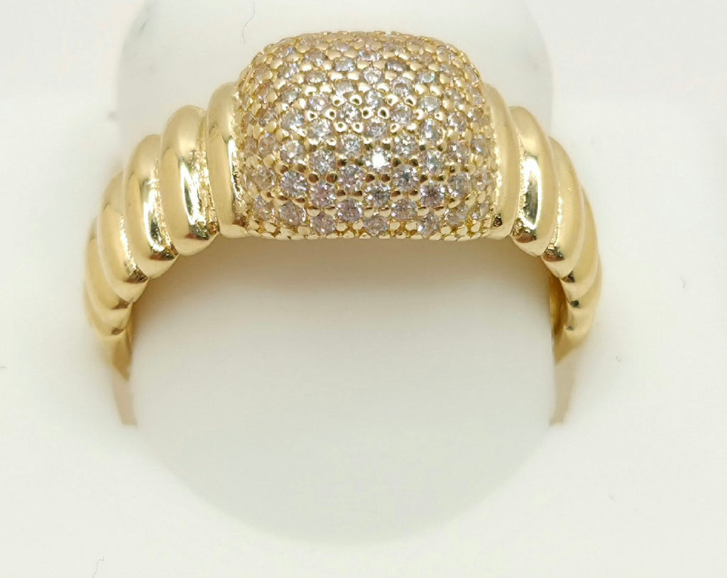 14K CZ SQUARE VINTAGE STYLE RING – 7.5 – JY Jewelry Wholesale