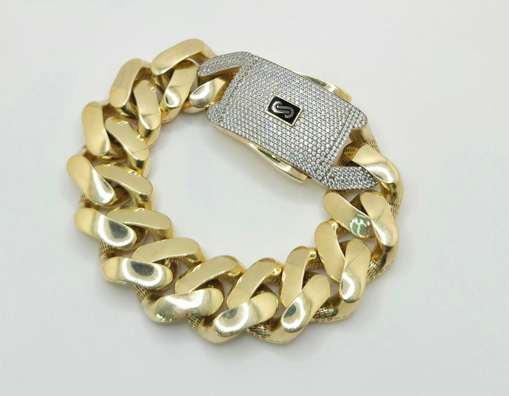 10K CERTIFIED MONACO BRACELET CZ CLOSURE – 24MM 9" – JY Jewelry Wholesale