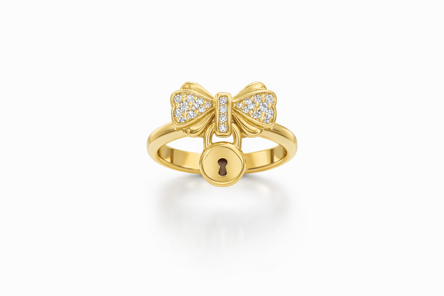 14K BEAUTIFUL SINGLE-BOND RING WITH A PADLOCK – 7 – JY Jewelry Wholesale